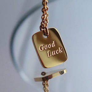 NEW 18K Gold Plated Square Good Luck Pendant Necklace
